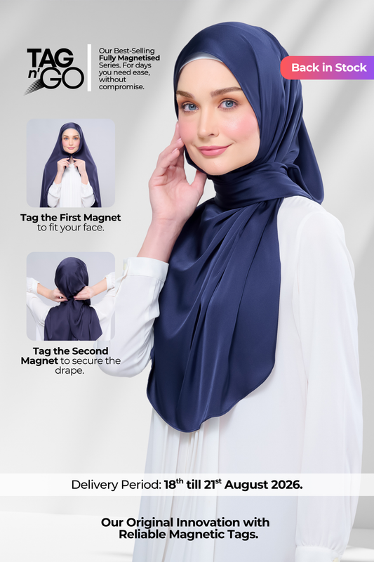 Instant Tag n' Go Shawl | Satin Silk in Deep Blue
