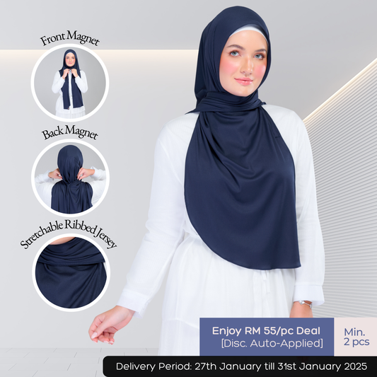 Instant Tag n' Go Shawl | Ribbed Jersey in Deep Blue