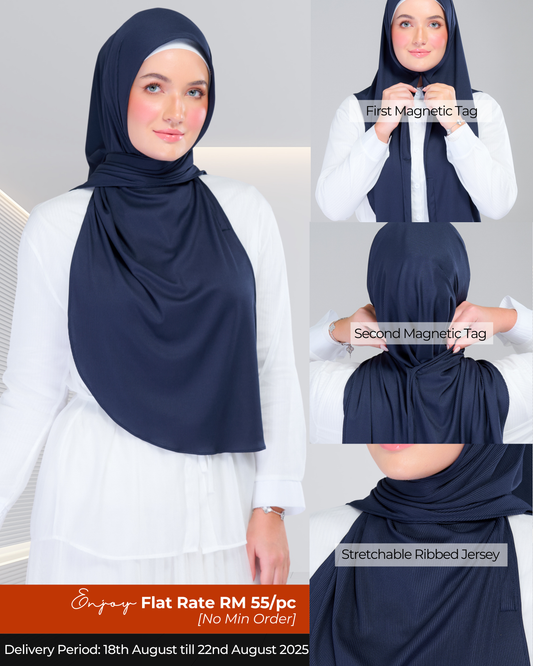 Instant Tag n' Go Shawl | Ribbed Jersey in Deep Blue