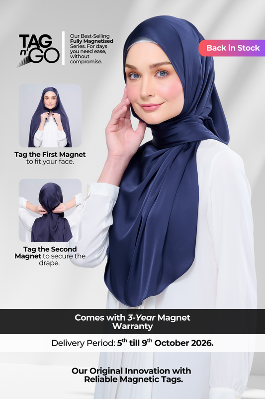 Instant Tag n' Go Shawl | Satin Silk in Deep Blue