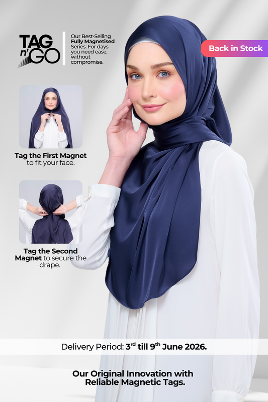 Instant Tag n' Go Shawl | Satin Silk in Deep Blue