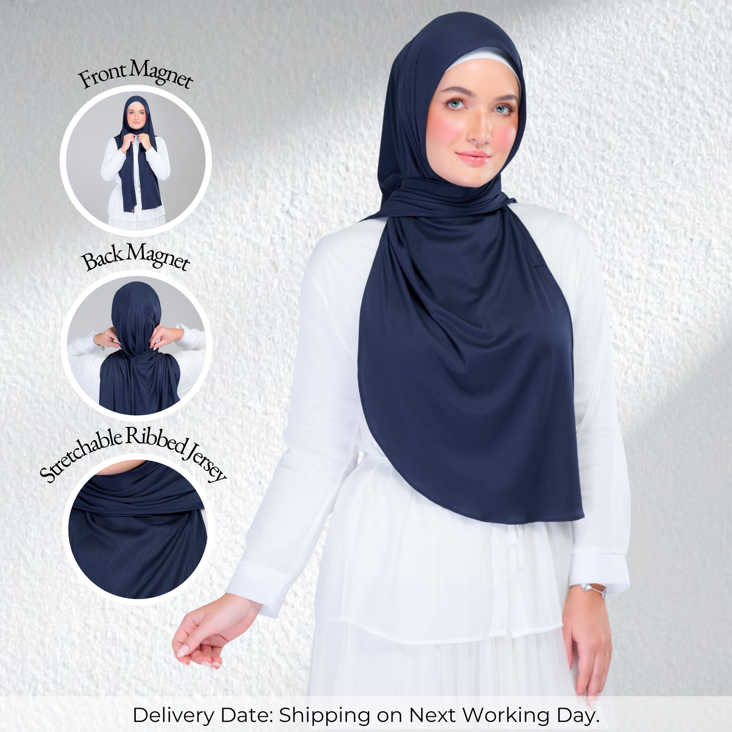 Instant Tag n' Go Shawl | Ribbed Jersey in Deep Blue
