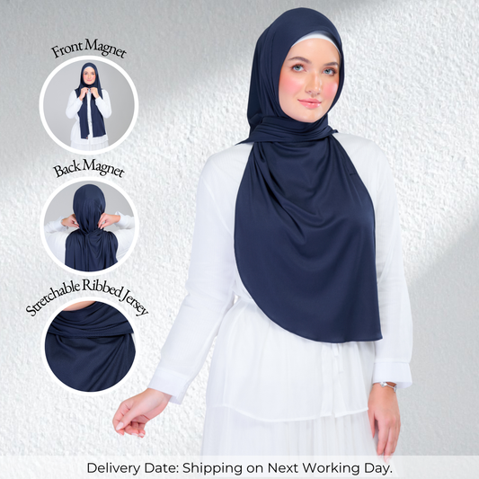 Instant Tag n' Go Shawl | Ribbed Jersey in Deep Blue