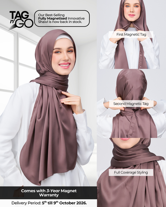 Instant Tag n' Go Shawl | Satin Bulle in Deep Brown