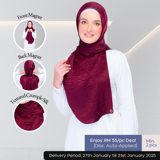 Instant Tag n' Go Shawl | Textured Silk in Deep Crimson