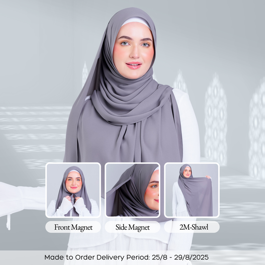 Tag n' Go Max [2M] | Premium Korean Chiffon in Deep Grey