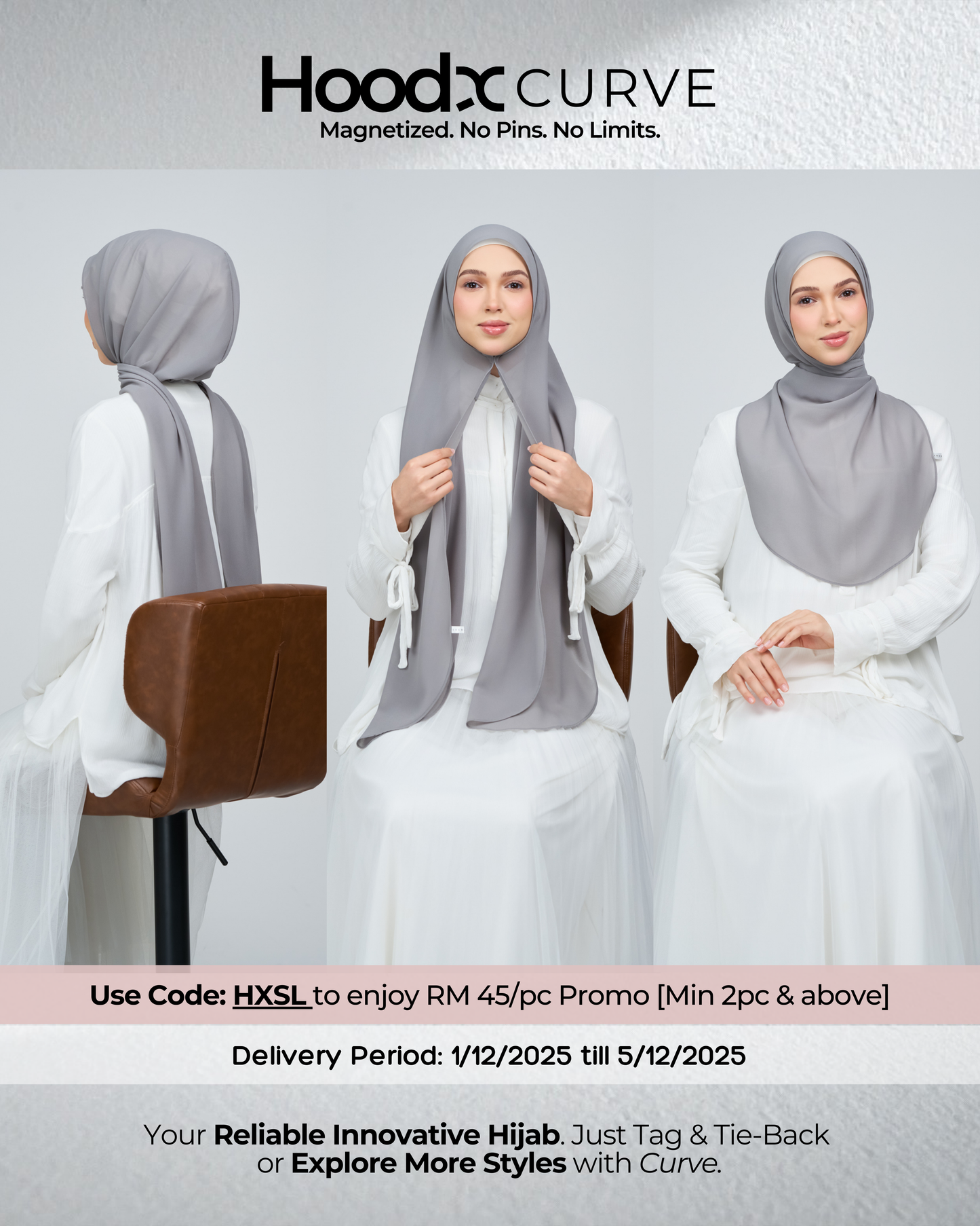 HoodX Curve in Deep Grey