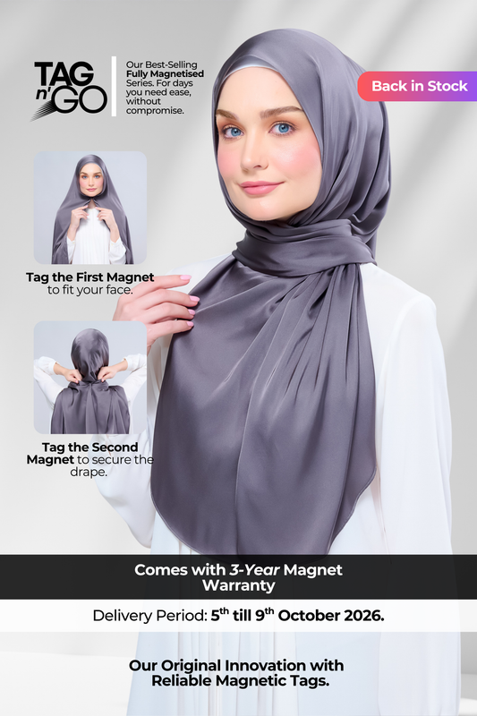 Instant Tag n' Go Shawl | Satin Silk in Deep Grey