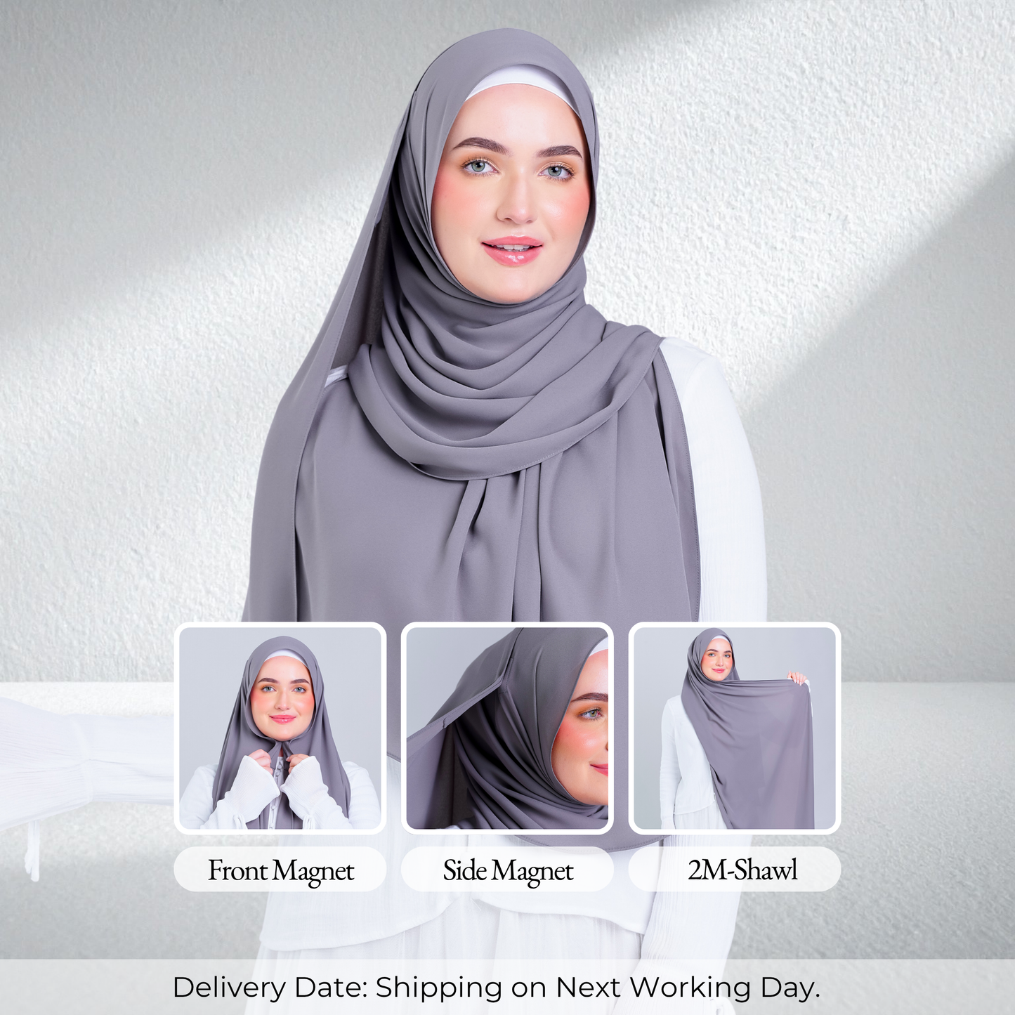 Tag n' Go Max [2M] | Premium Korean Chiffon in Deep Grey