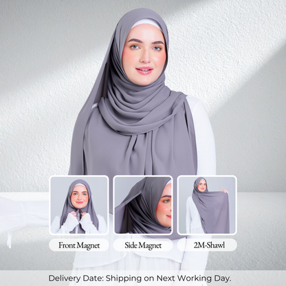 Tag n' Go Max [2M] | Premium Korean Chiffon in Deep Grey