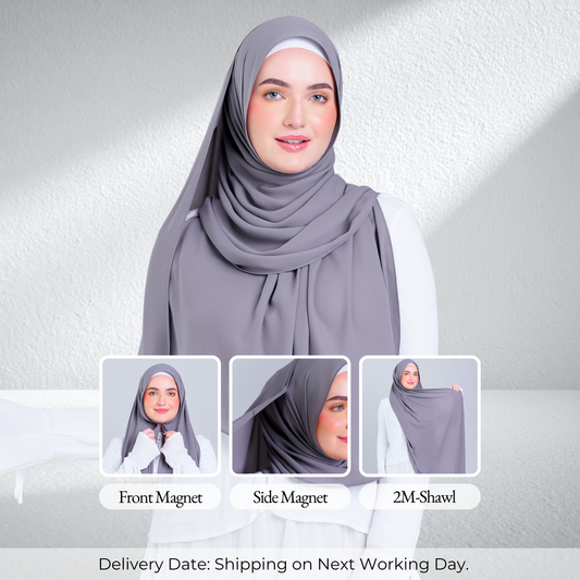 Tag n' Go Max [2M] | Premium Korean Chiffon in Deep Grey