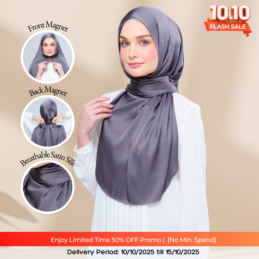 Instant Tag n' Go Shawl | Satin Silk in Deep Grey