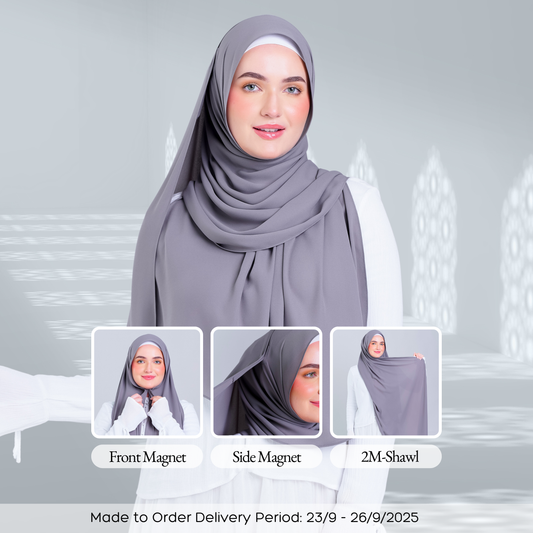 Tag n' Go Max [2M] | Premium Korean Chiffon in Deep Grey