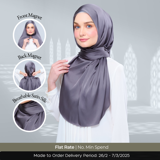 Instant Tag n' Go Shawl | Satin Silk in Deep Grey