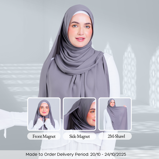 Tag n' Go Max [2M] | Premium Korean Chiffon in Deep Grey