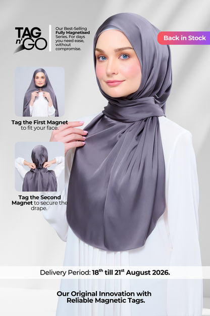 Instant Tag n' Go Shawl | Satin Silk in Deep Grey
