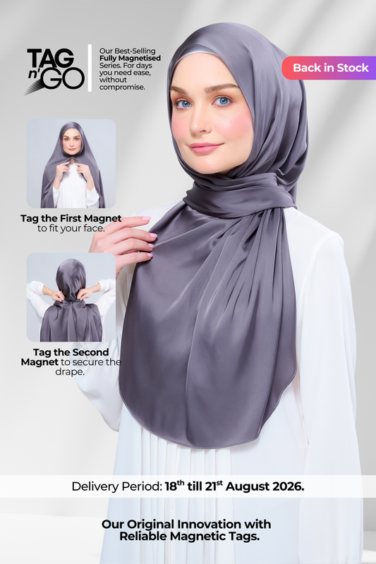 Instant Tag n' Go Shawl | Satin Silk in Deep Grey