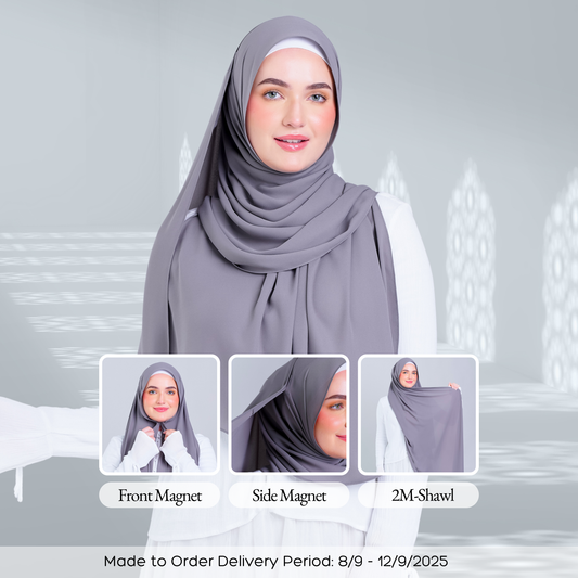 Tag n' Go Max [2M] | Premium Korean Chiffon in Deep Grey