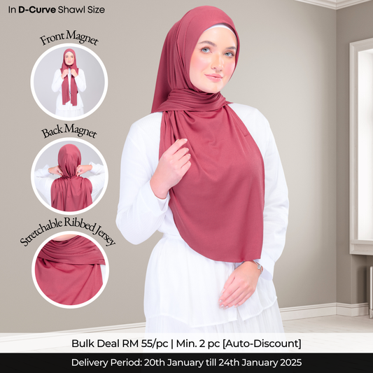 Instant Tag n' Go Shawl | Ribbed Jersey in Deep Raspberry