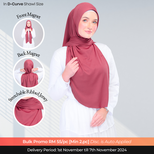 Instant Tag n' Go Shawl | Ribbed Jersey in Deep Raspberry