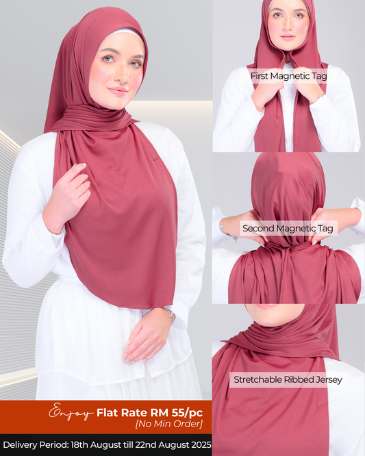 Instant Tag n' Go Shawl | Ribbed Jersey in Deep Raspberry