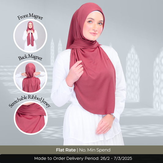 Instant Tag n' Go Shawl | Ribbed Jersey in Deep Raspberry