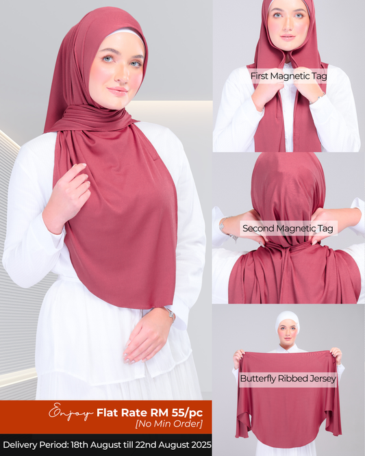 Instant Tag n' Go Butterfly | Ribbed Jersey in  Deep Raspberry