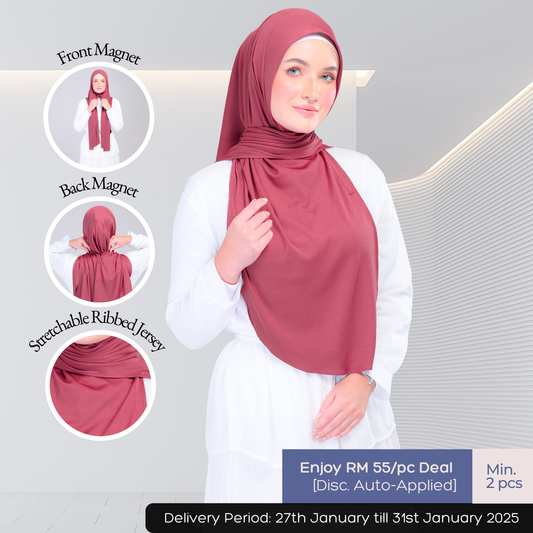 Instant Tag n' Go Shawl | Ribbed Jersey in Deep Raspberry