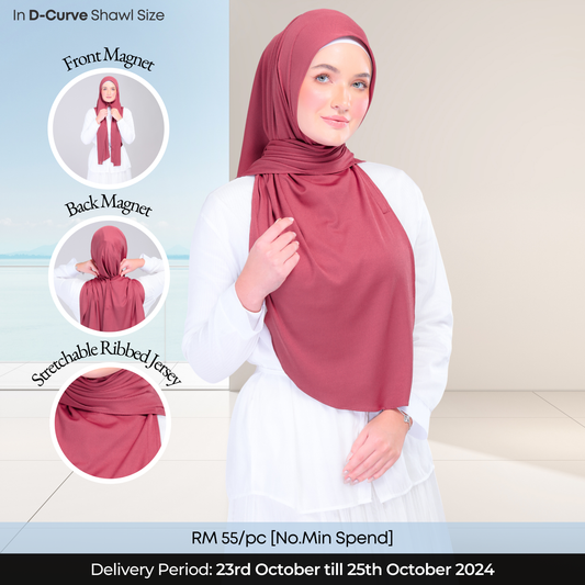 Instant Tag n' Go Shawl | Ribbed Jersey in Deep Raspberry