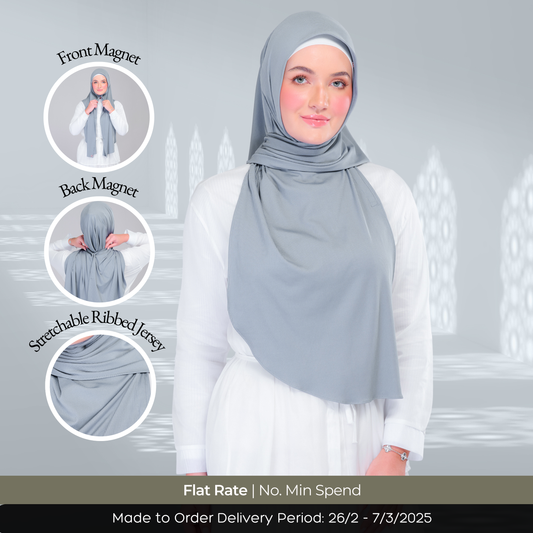 Instant Tag n' Go Shawl | Ribbed Jersey in Denim Blue