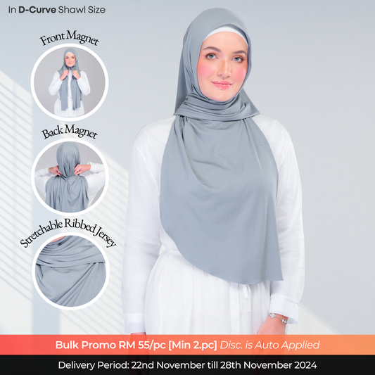 Instant Tag n' Go Shawl | Ribbed Jersey in Denim Blue