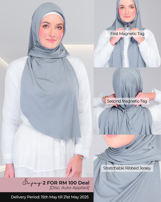Instant Tag n' Go Shawl | Ribbed Jersey in Denim Blue