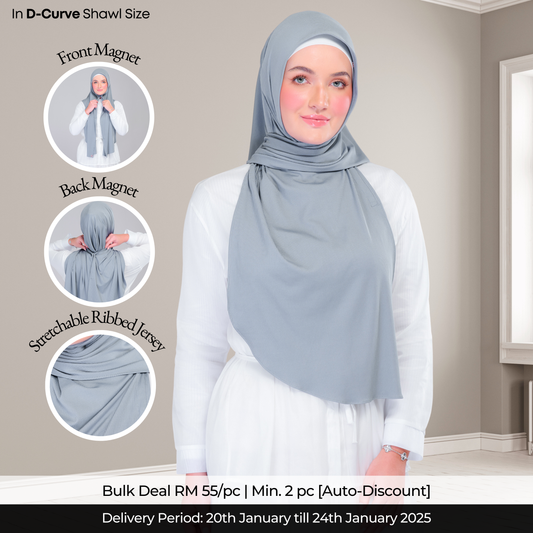 Instant Tag n' Go Shawl | Ribbed Jersey in Denim Blue