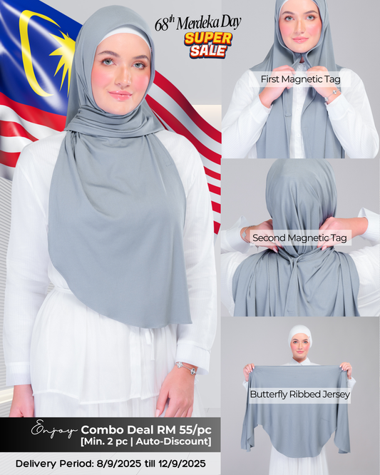 Instant Tag n' Go Butterfly | Ribbed Jersey in  Denim Blue