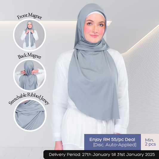 Instant Tag n' Go Shawl | Ribbed Jersey in Denim Blue