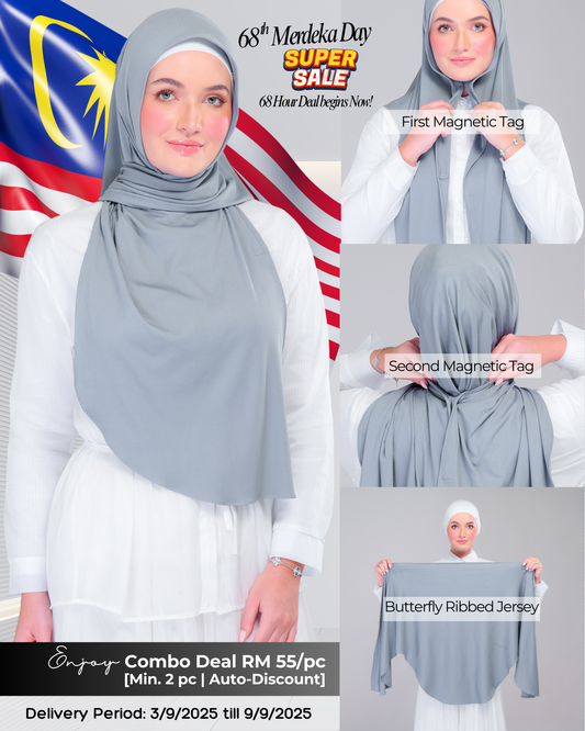 Instant Tag n' Go Butterfly | Ribbed Jersey in  Denim Blue