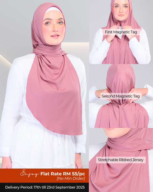 Instant Tag n' Go Shawl | Ribbed Jersey in Dusty Berry