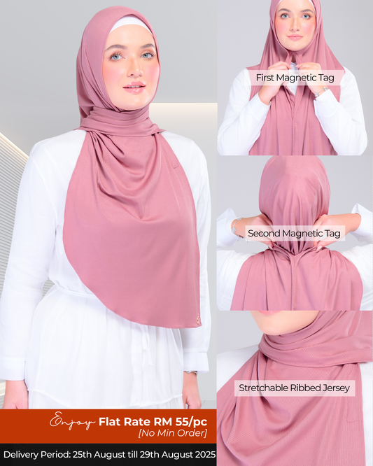Instant Tag n' Go Shawl | Ribbed Jersey in Dusty Berry