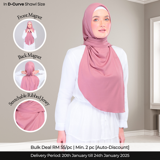 Instant Tag n' Go Shawl | Ribbed Jersey in Dusty Berry