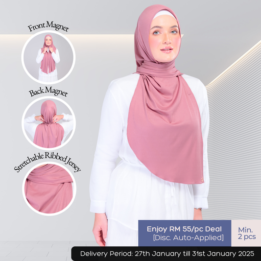 Instant Tag n' Go Shawl | Ribbed Jersey in Dusty Berry