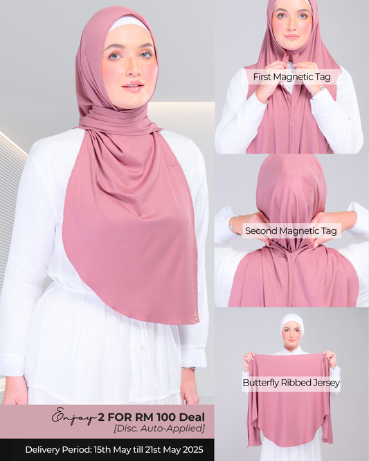 Instant Tag n' Go Butterfly | Ribbed Jersey in Dusty Berry