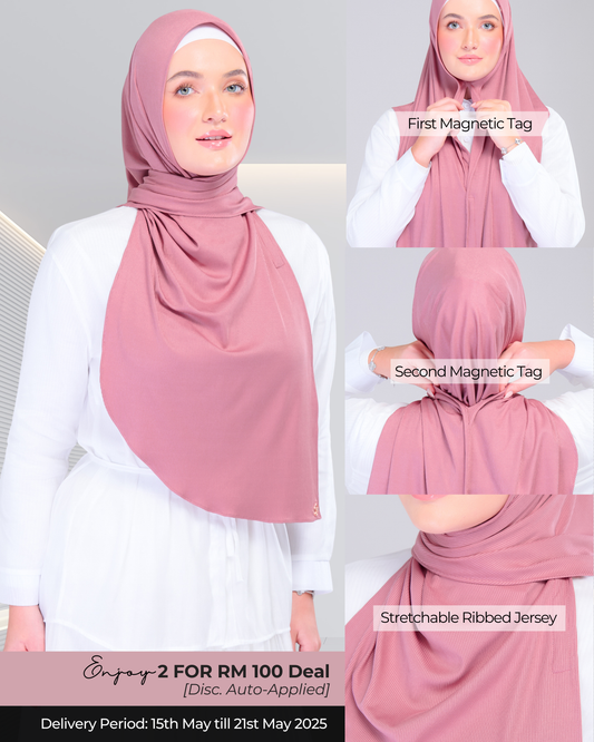 Instant Tag n' Go Shawl | Ribbed Jersey in Dusty Berry