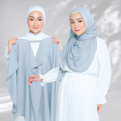 Semi-Instant Sarongje | Chiffon Silk in Dusty Blue