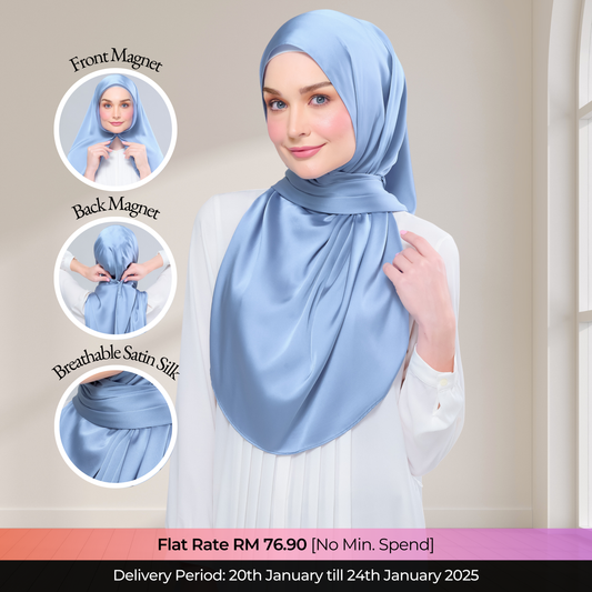 Instant Tag n' Go Shawl  | Satin Silk in Dusty Blue 2.0