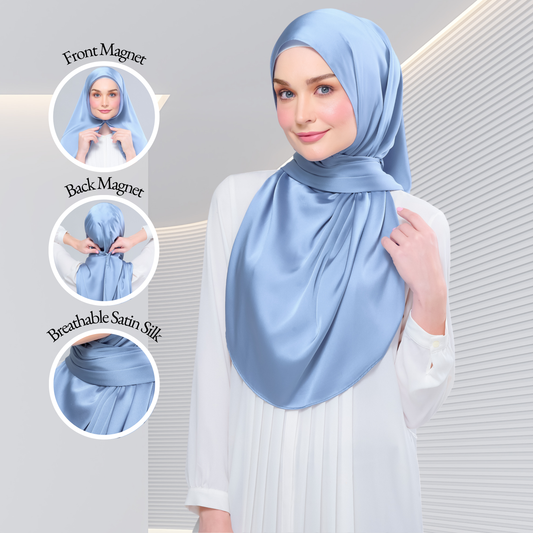 Instant Tag n' Go Shawl  | Satin Silk in Dusty Blue 2.0