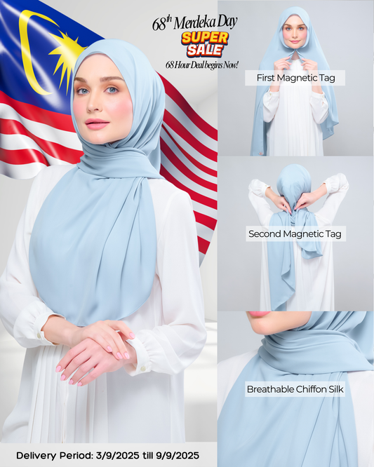 Instant Tag n' Go Shawl l Chiffon Silk 1.0 in Dusty Blue
