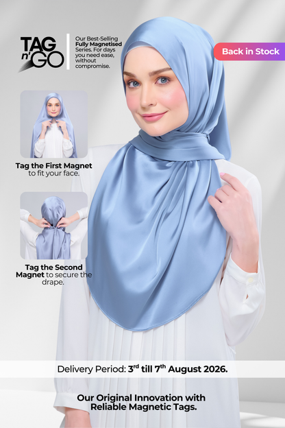 Instant Tag n' Go Shawl | Satin Silk in Dusty Blue 2.0