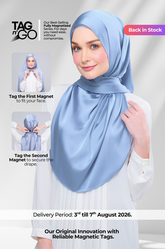 Instant Tag n' Go Shawl | Satin Silk in Dusty Blue 2.0
