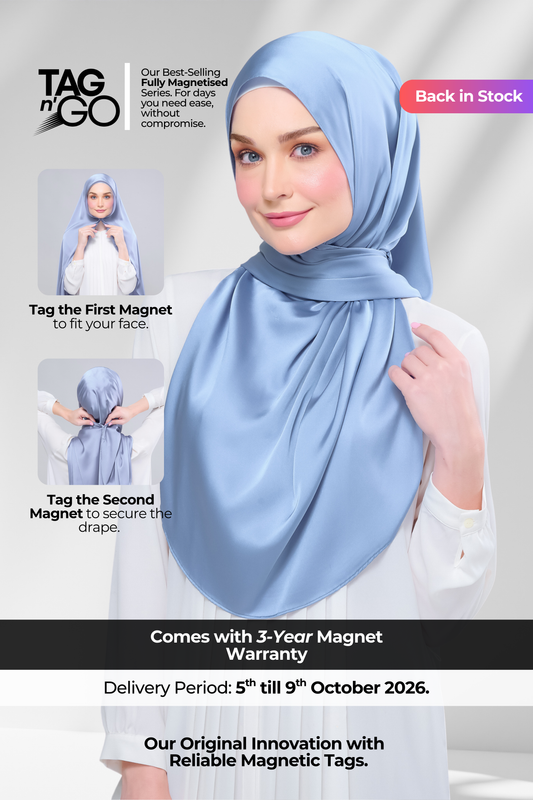 Instant Tag n' Go Shawl | Satin Silk in Dusty Blue 2.0
