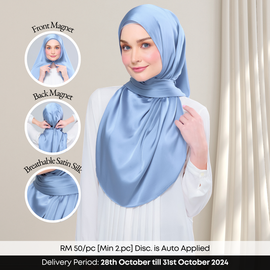 Instant Tag n' Go Shawl  | Satin Silk in Dusty Blue 2.0